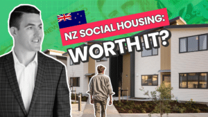 A man smiling with the words text to him saying "NZ Social housing worth it?"