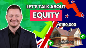 A man smiling with text next to him "let's talk about equity", indicating the video is about housing equity