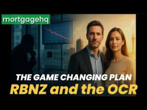 A man and woman looking serious with text on top "The game changing plan RBNZ and the OCR"