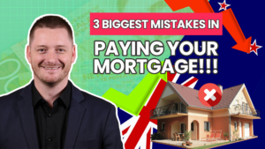 A man smiling with text next to him "3 biggest mistakes in paying your mortgage"