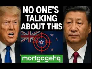 Trump on the left, and Xi Jinping on the right. Text in the middle "no one's talking about this", indicating Trump's tariffs