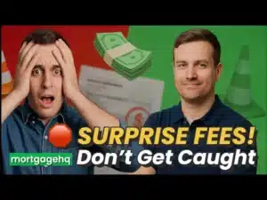 A stressed man on the left, and a happy man on the right. Text on top of them "surprise fees! Don't get caught". Indicating what fees property investors need to know about