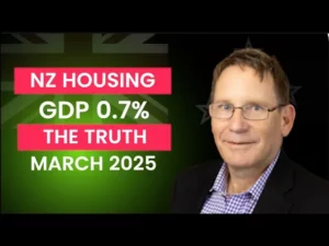 A man smiling with text next to him "NZ housing GDP 0.7% the truth March 2025"
