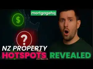 A man looking shocked with text next to him "NZ property hotspots revealed", indicating the top places to invest for NZ investors