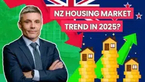 Mike Jones smiling with text next to him "NZ housing market trend in 2025"