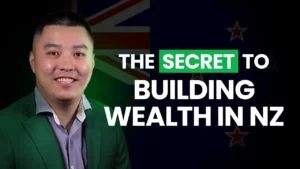 A man smiling with text next to him "the secret to building wealth in nz"