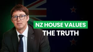A man smiling with text next to him "nz house values the truth"