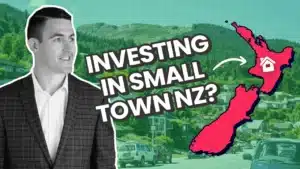 A man smiling with text next to him saying "Is it too risky?", referring to purchasing property in NZ regions