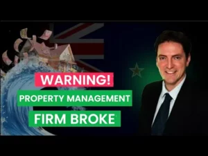A man smiling with text next to him "Warning! Property management firm broke"